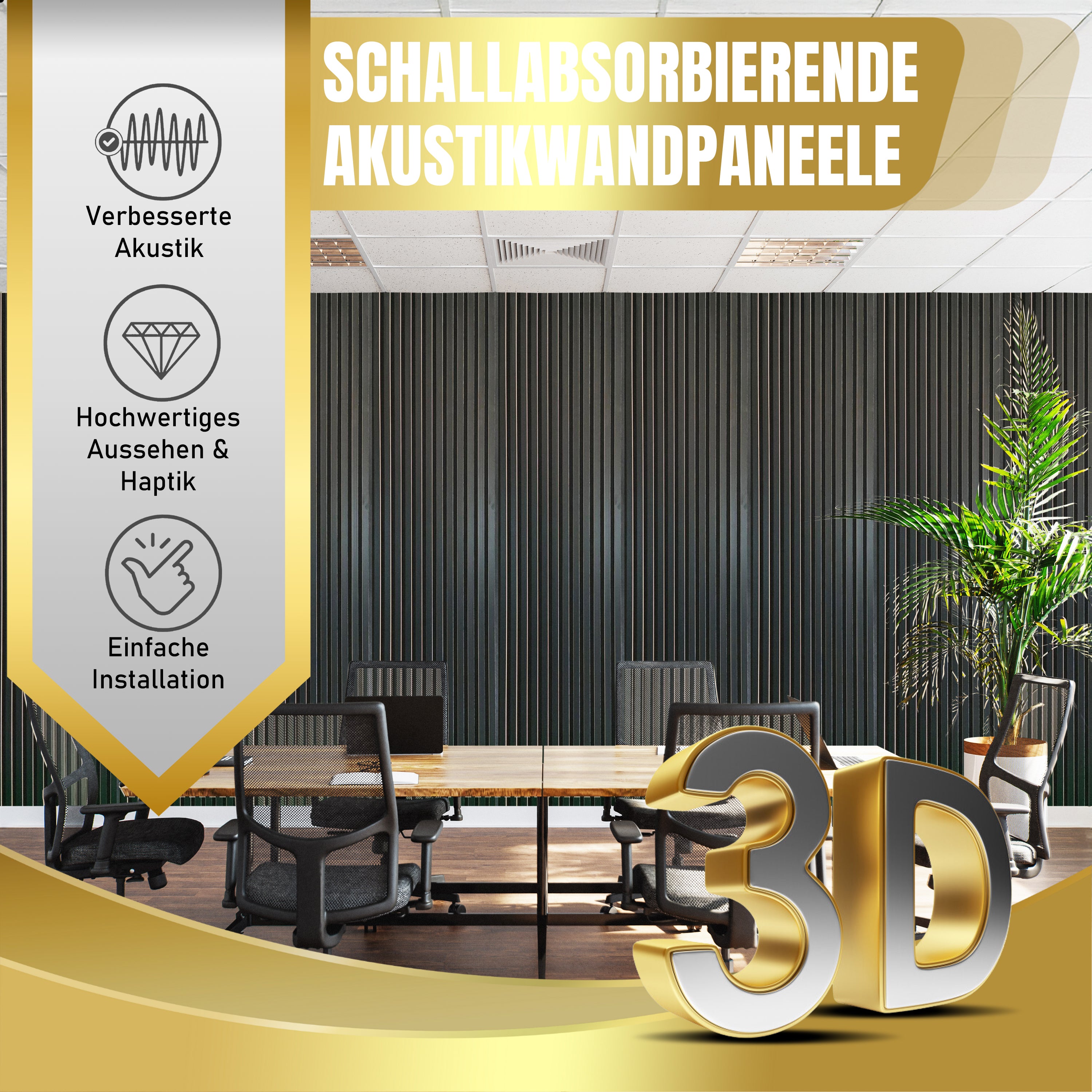 Akustikpaneele MDF Holz 60x270 cm, 21 mm Dicke | Akustikplatten | Black Bute | Selbstabholer Preis