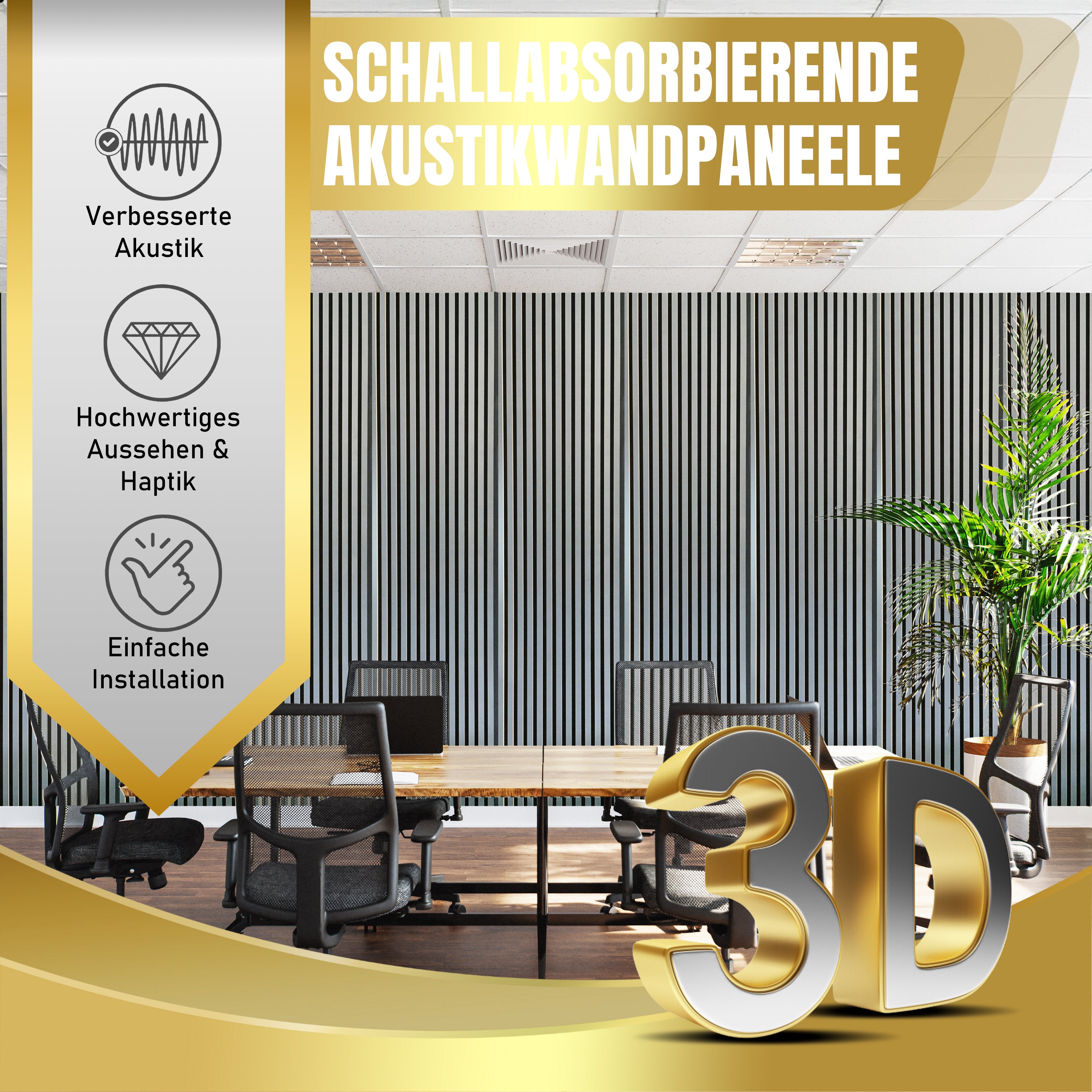 Akustikpaneele MDF Holz 60x270 cm, 21 mm Dicke | Akustikplatten | Grau Anthrazit | Selbstabholer Preis