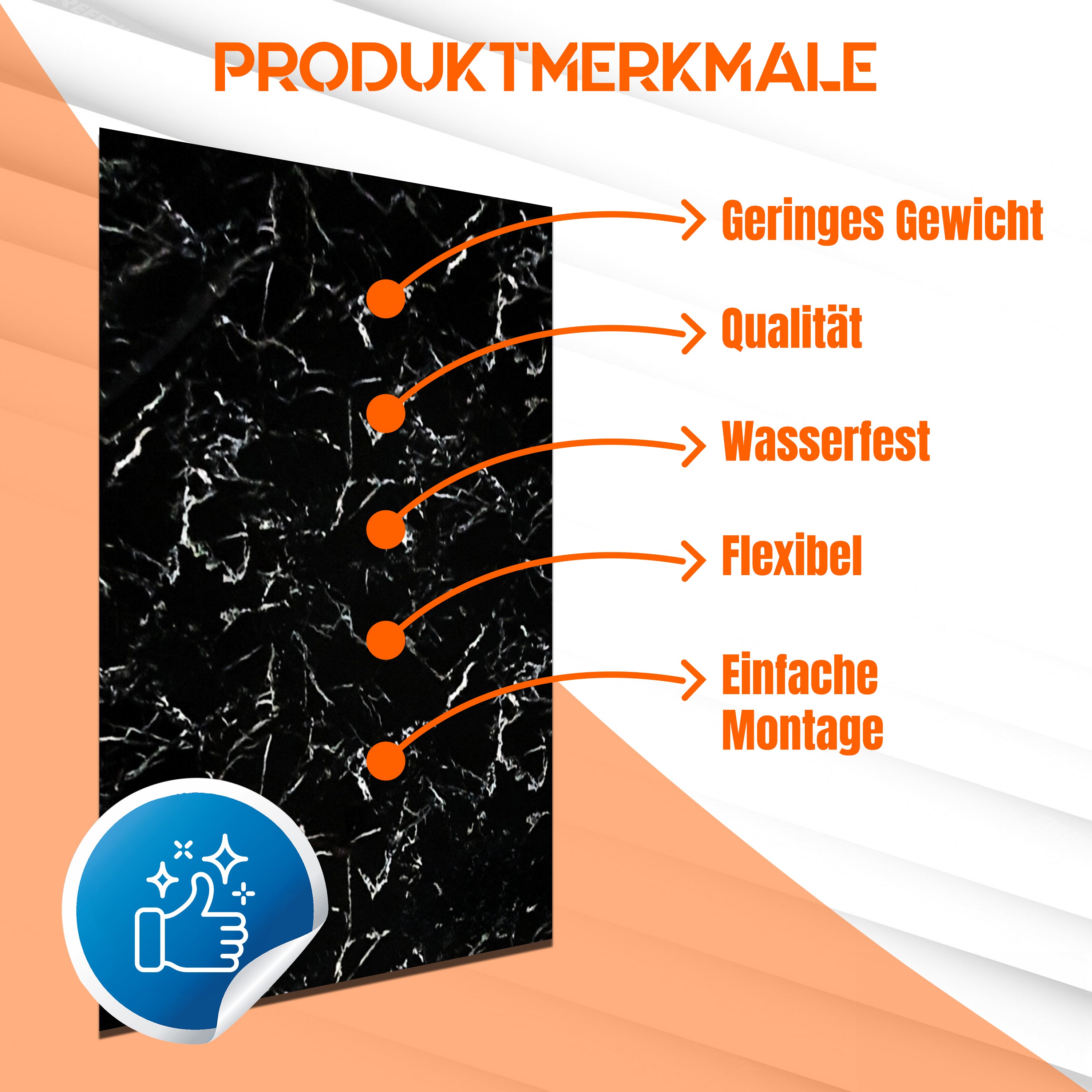 Wandpaneele in Marmoroptik 60x120 cm PVC für Küche, Bad & mehr | Selbstabholer Preis