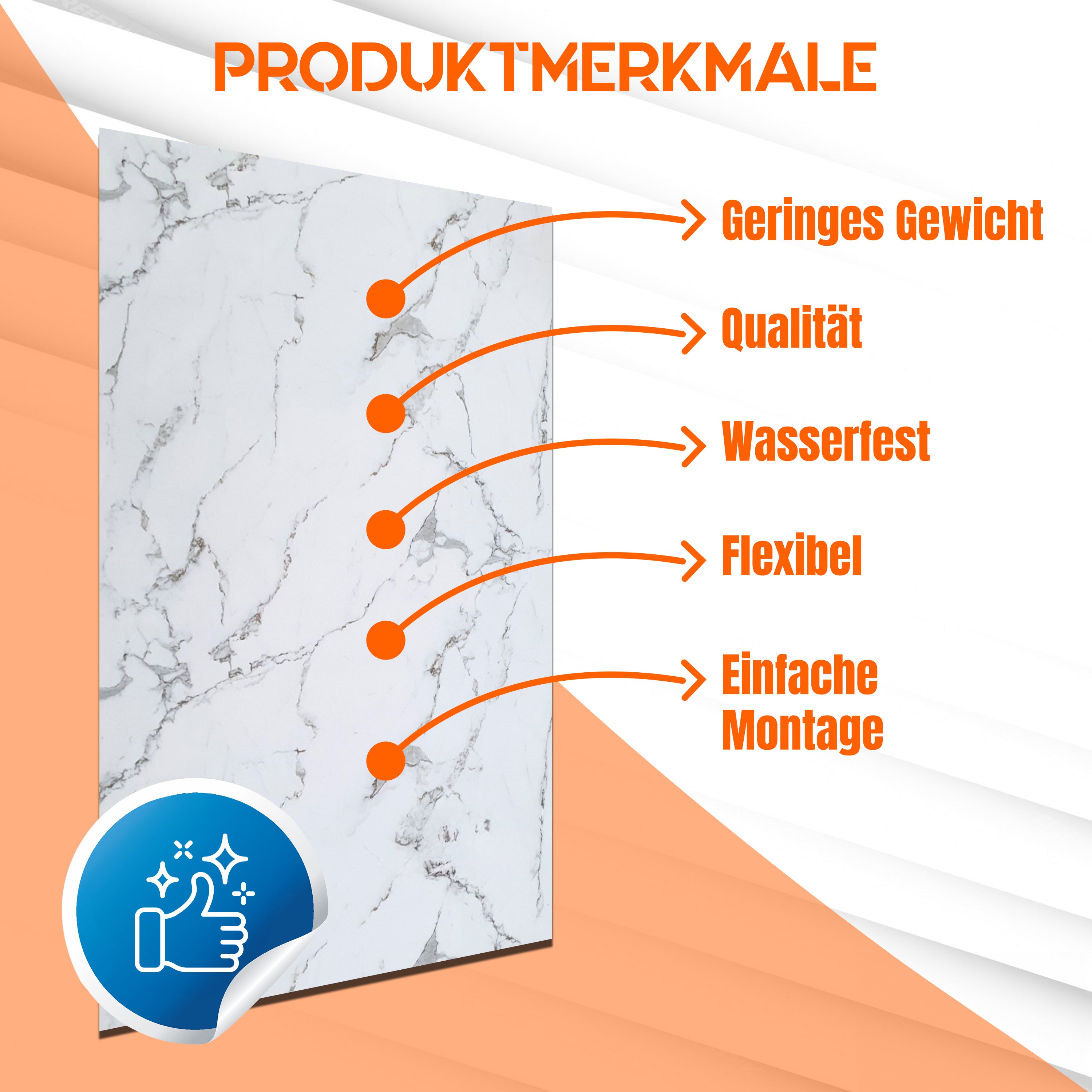 Wandpaneele in Marmoroptik 60x120 cm PVC für Küche, Bad & mehr | Selbstabholer Preis