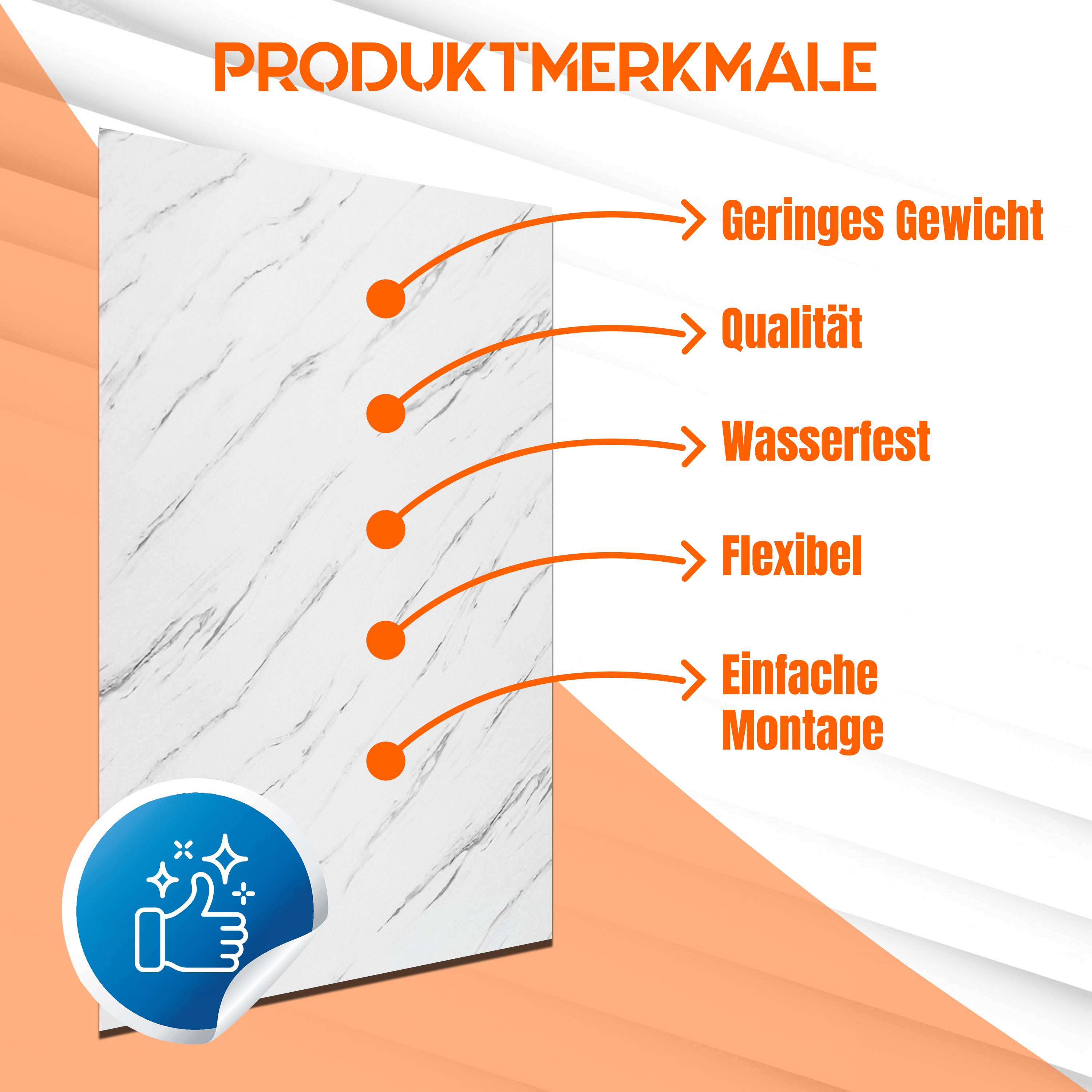 Wandpaneele in Marmoroptik 60x120 cm PVC für Küche, Bad & mehr | Selbstabholer Preis