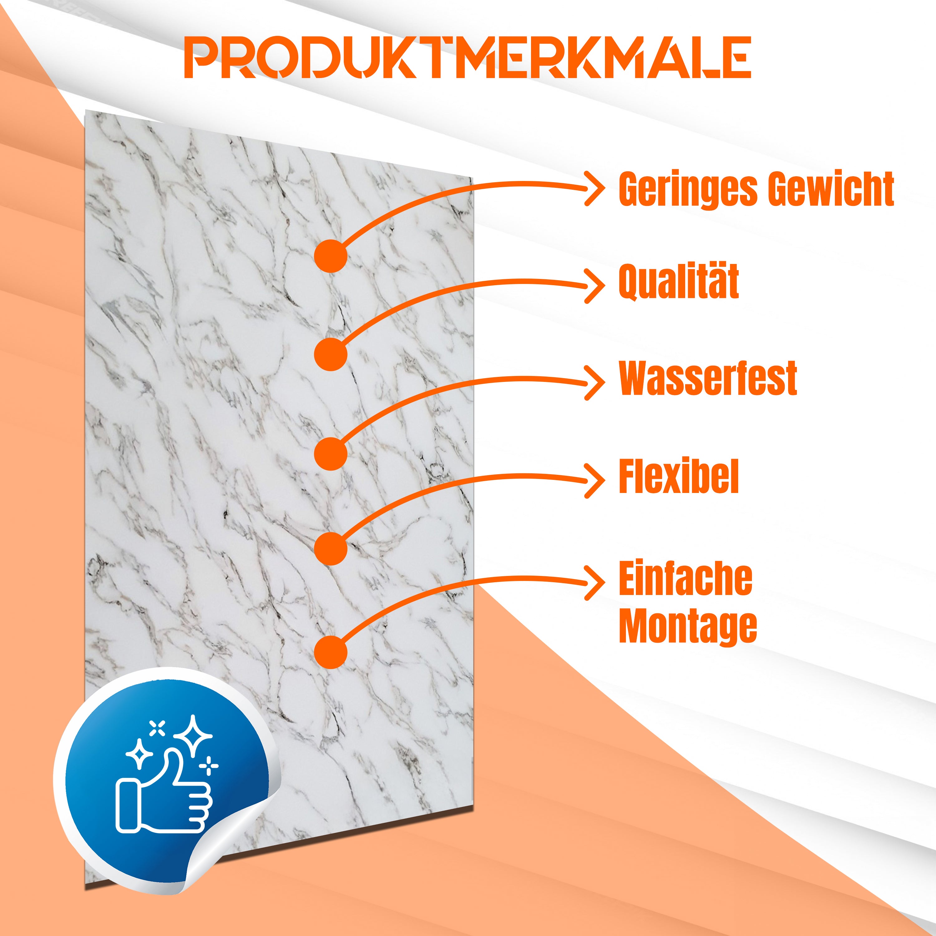 Wandpaneele in Marmoroptik 60x120 cm PVC für Küche, Bad & mehr | Selbstabholer Preis