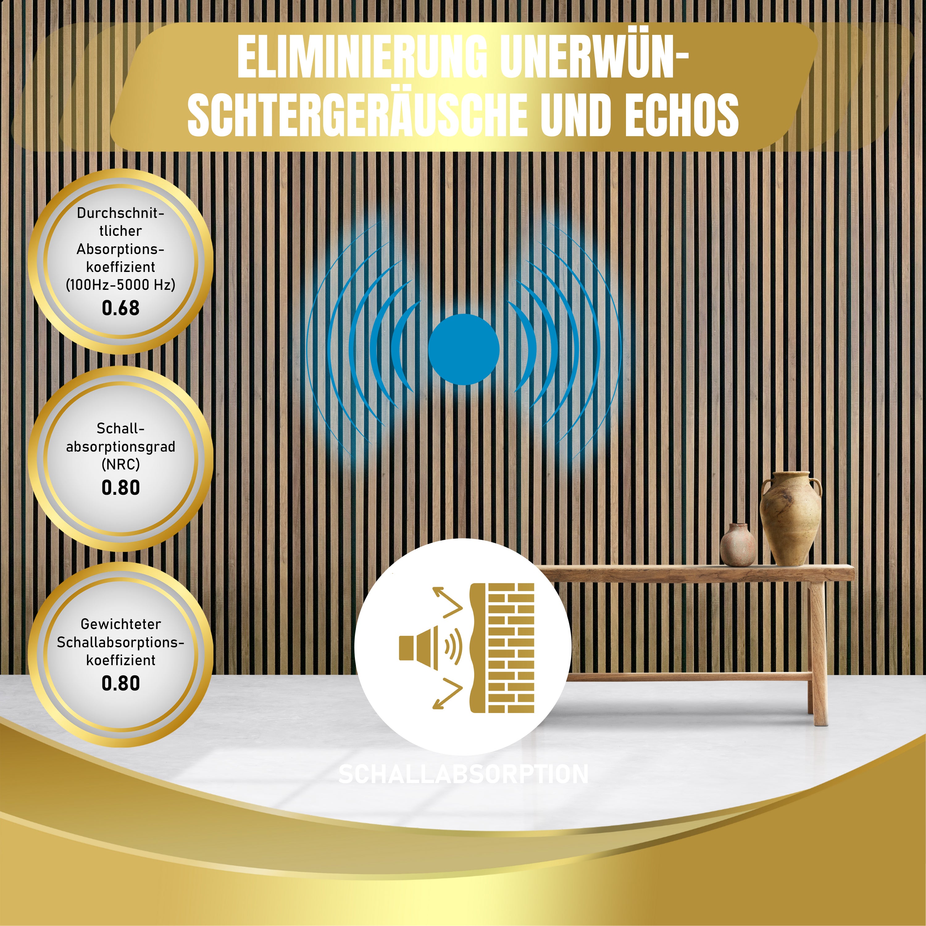 Akustikpaneele MDF Holz 60x270 cm, 21 mm Dicke | Akustikplatten | Baroc | Selbstabholer Preis